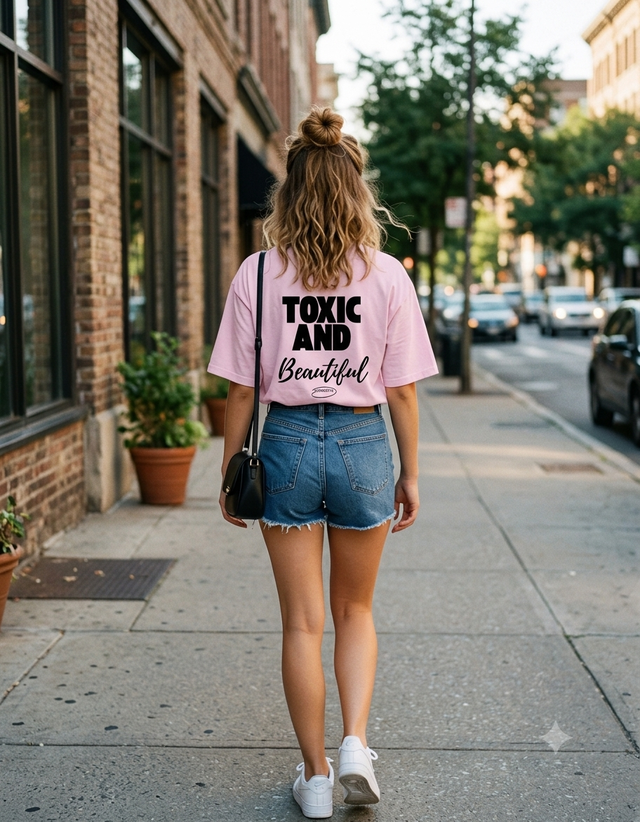 Toxic & beautiful Pink Oversized T-Shirt for her