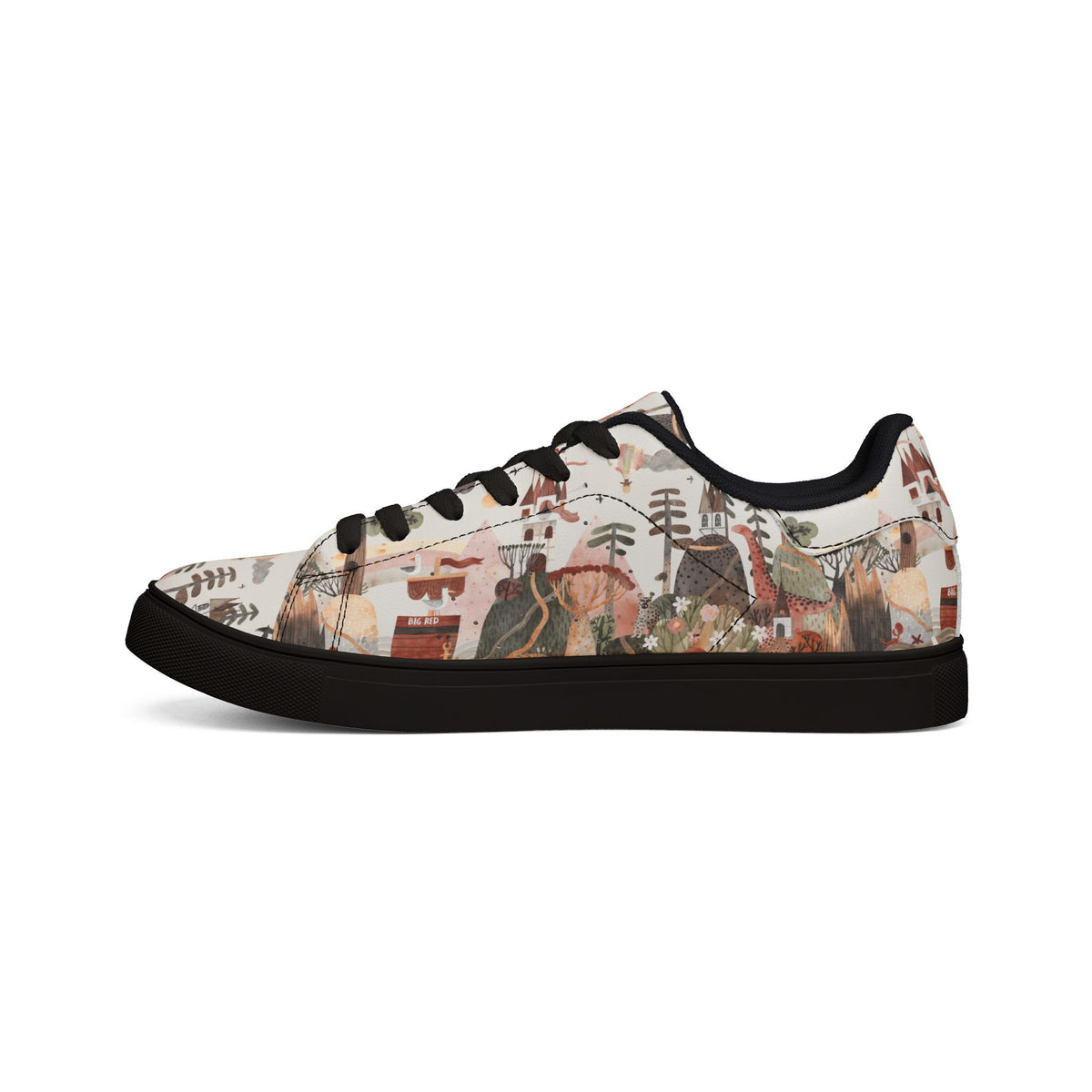 Low-Top Men's Sneakers — Earthy Abstract Forest Print