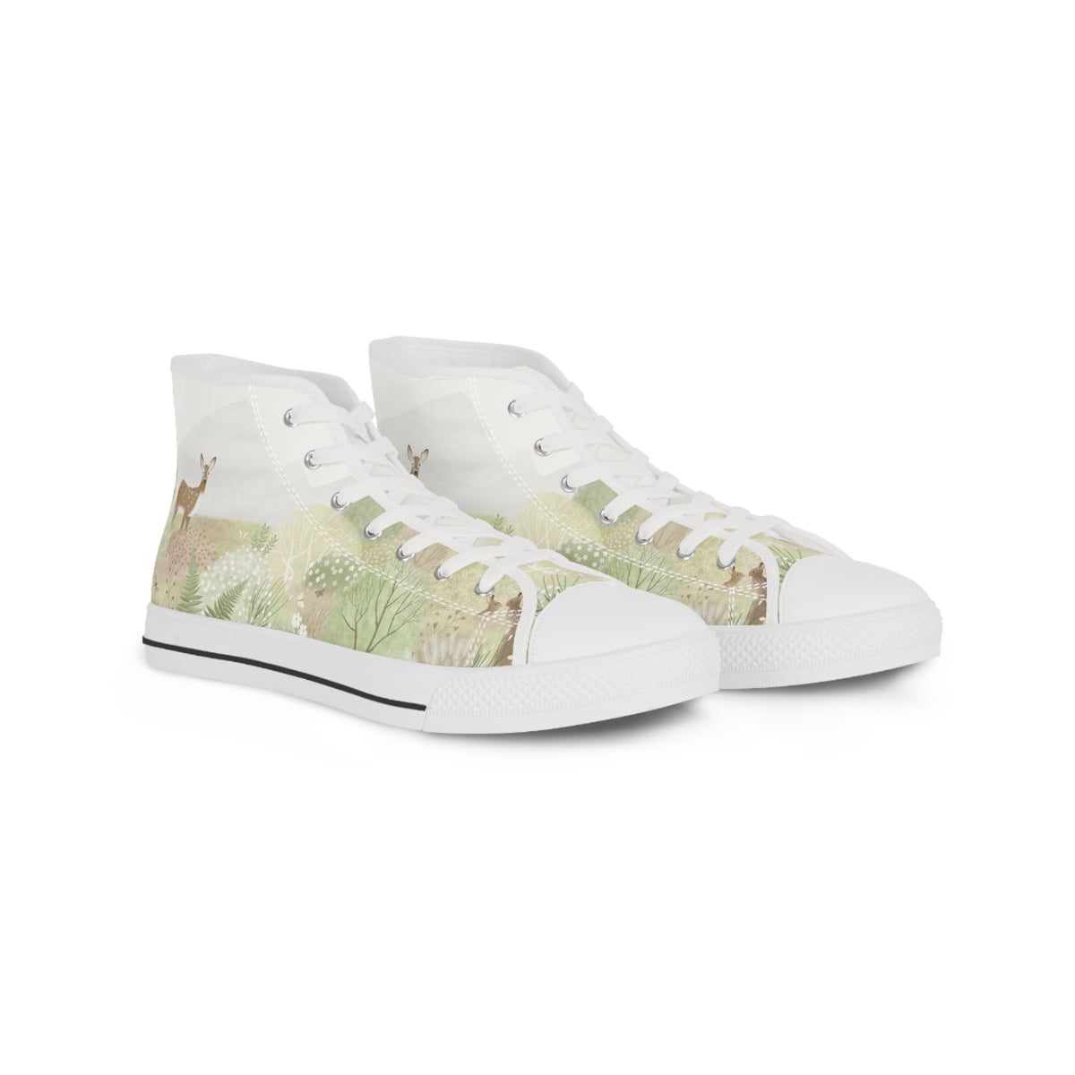 High Top Men's Sneakers — Forest Deer Watercolor Design