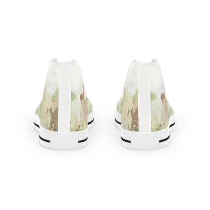 High Top Men's Sneakers — Forest Deer Watercolor Design