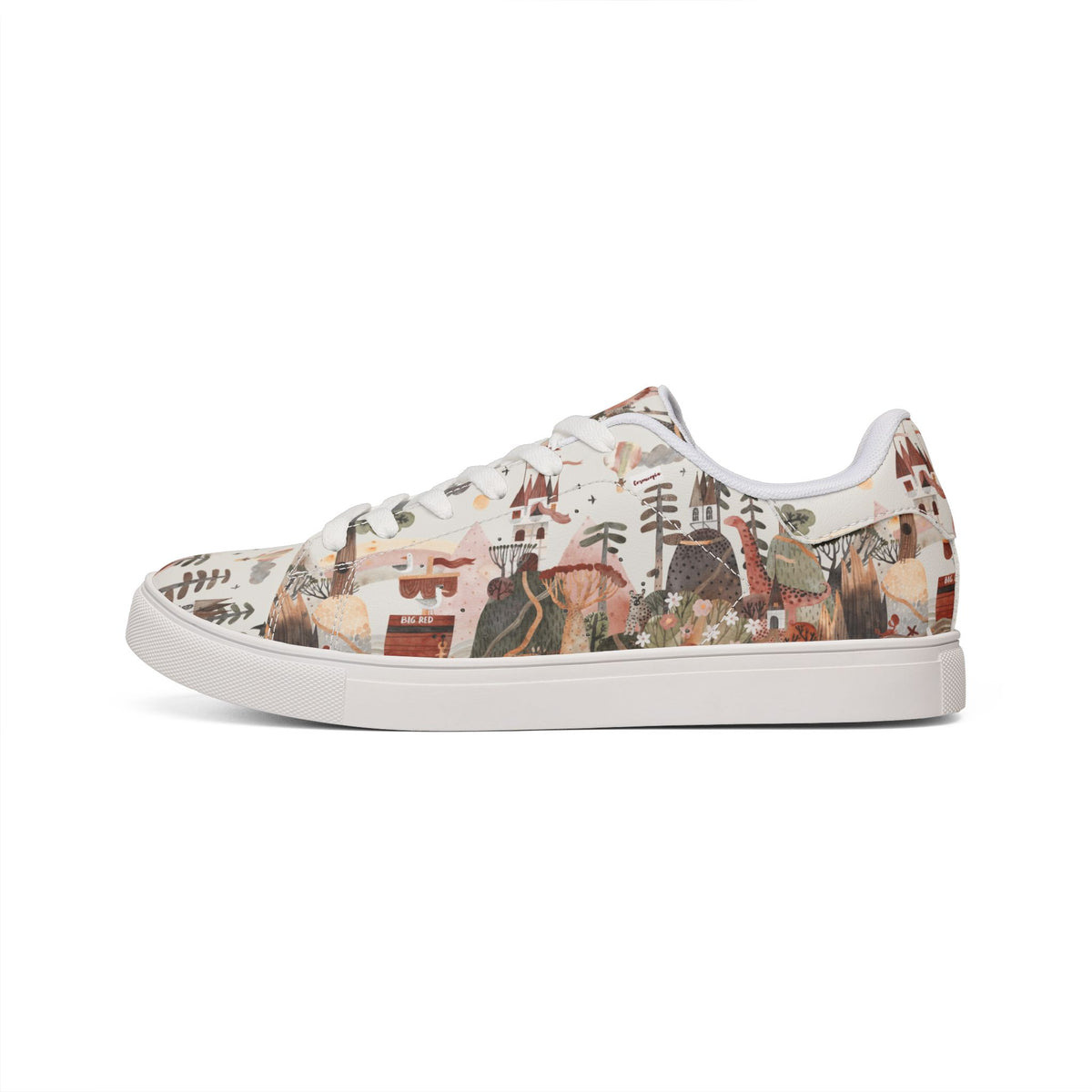 Low-Top Men's Sneakers — Earthy Abstract Forest Print