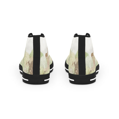 High Top Men's Sneakers — Forest Deer Watercolor Design