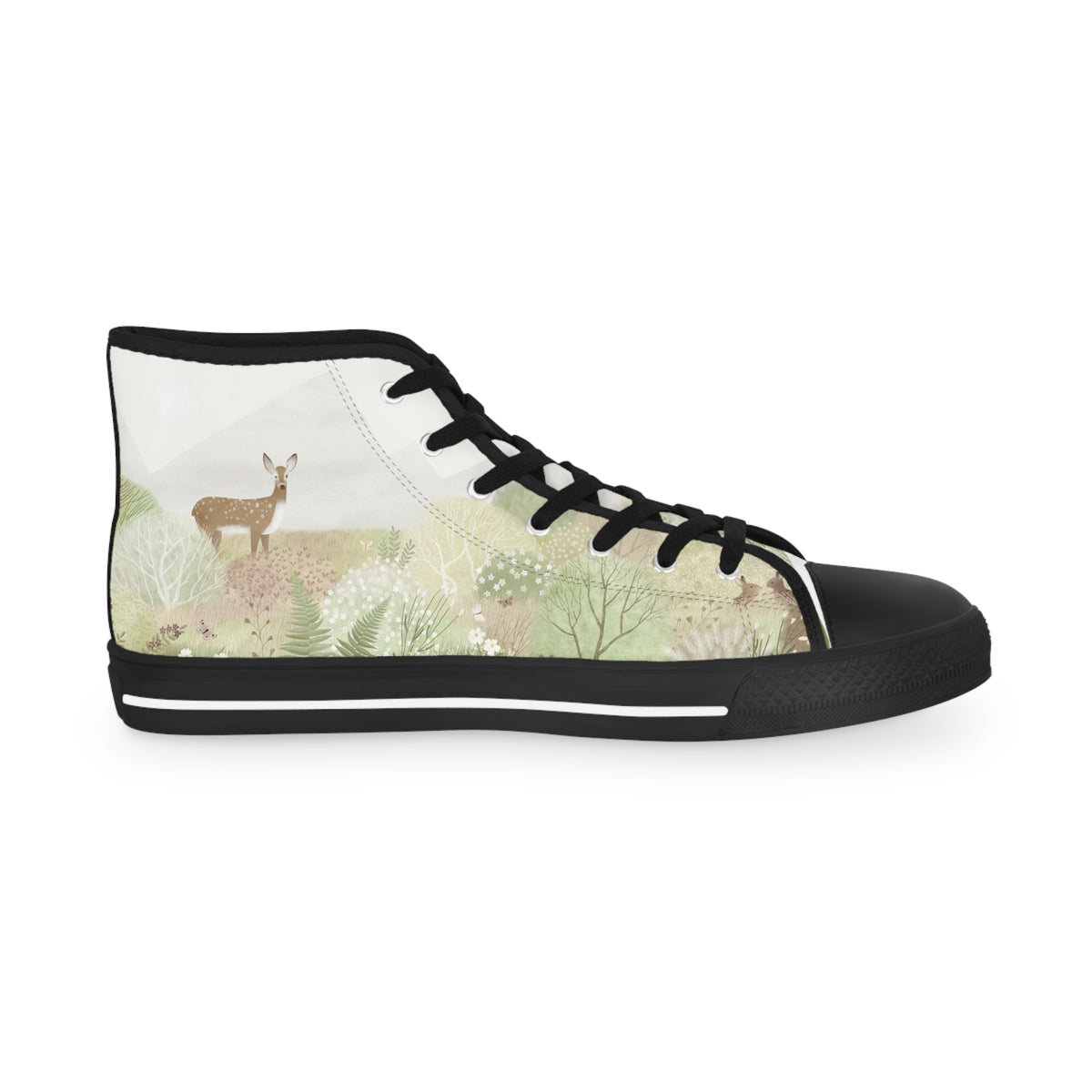 High Top Men's Sneakers — Forest Deer Watercolor Design