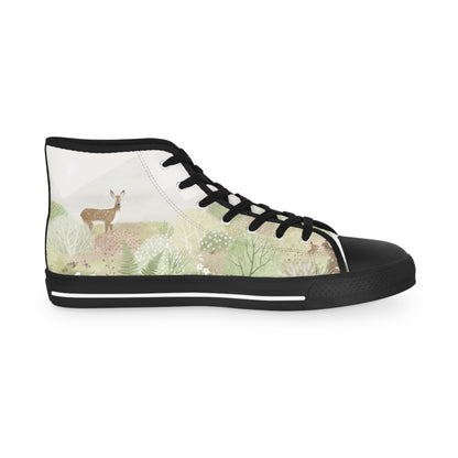 High Top Men's Sneakers — Forest Deer Watercolor Design