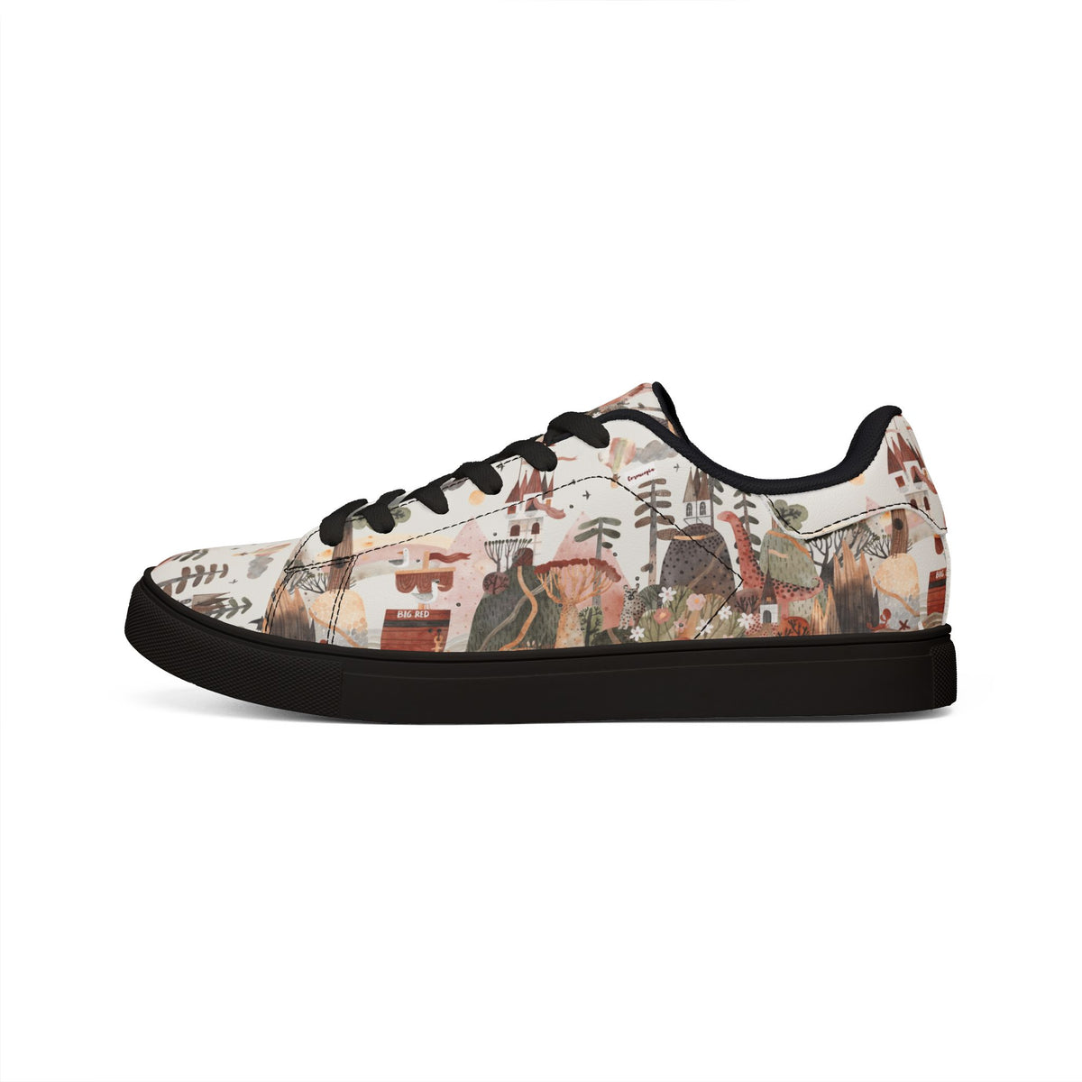 Low-Top Men's Sneakers — Earthy Abstract Forest Print