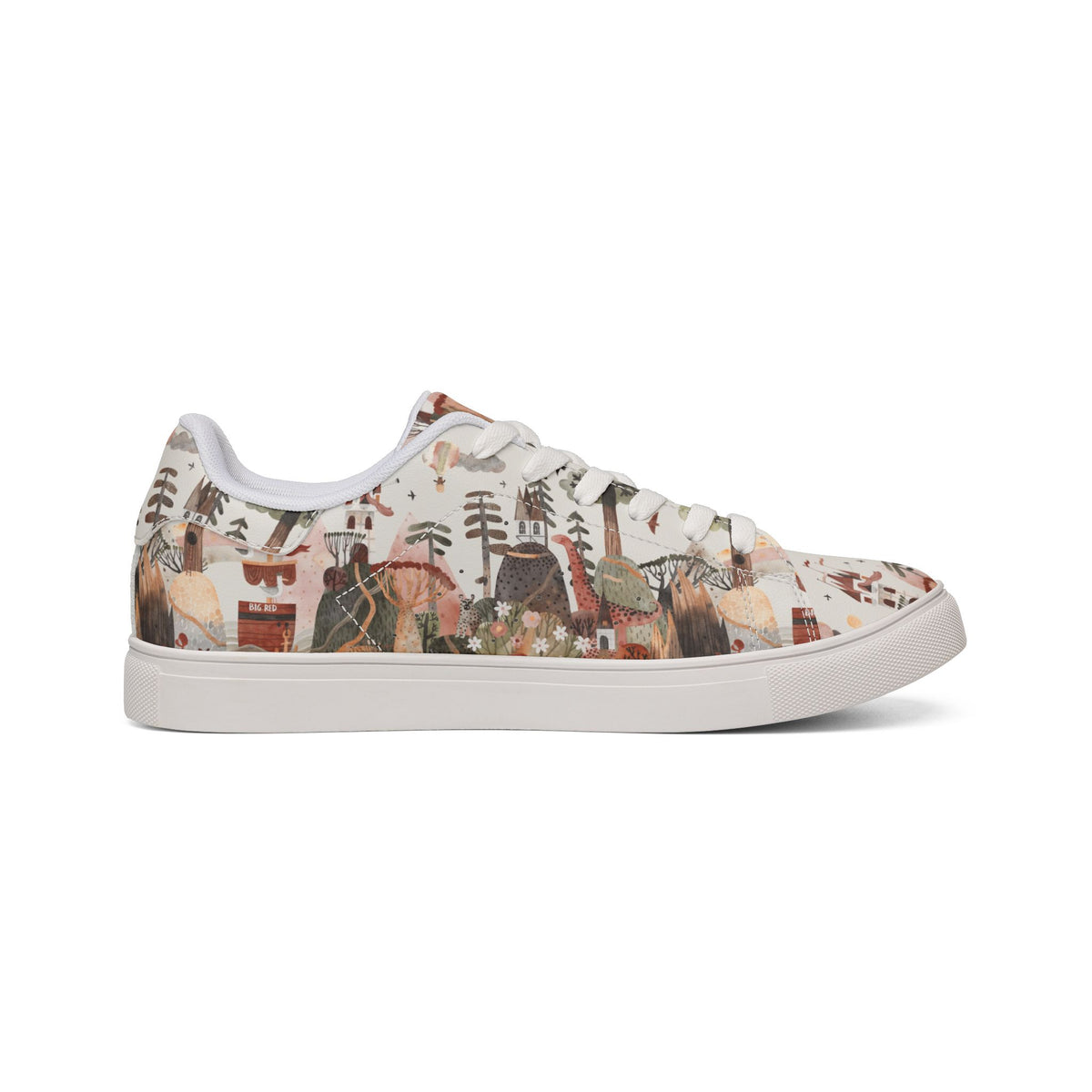 Low-Top Men's Sneakers — Earthy Abstract Forest Print