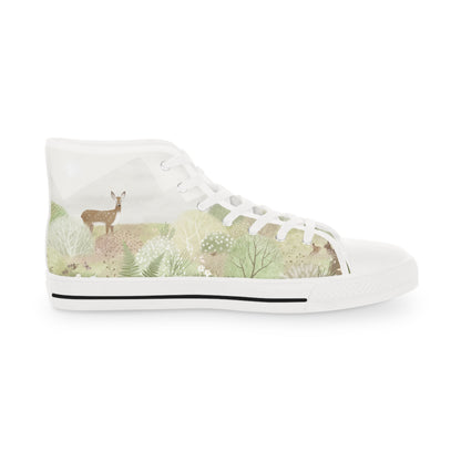 High Top Men's Sneakers — Forest Deer Watercolor Design