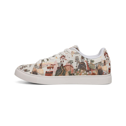 Low-Top Men's Sneakers — Earthy Abstract Forest Print