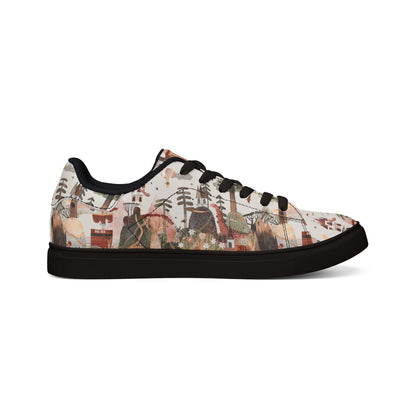 Low-Top Men's Sneakers — Earthy Abstract Forest Print