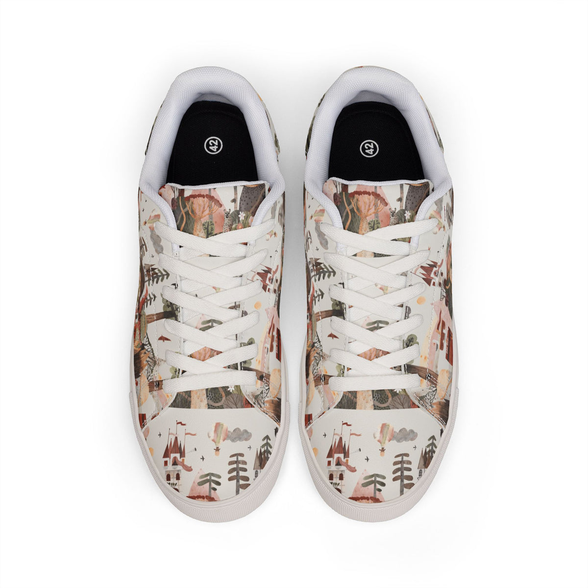 Low-Top Men's Sneakers — Earthy Abstract Forest Print