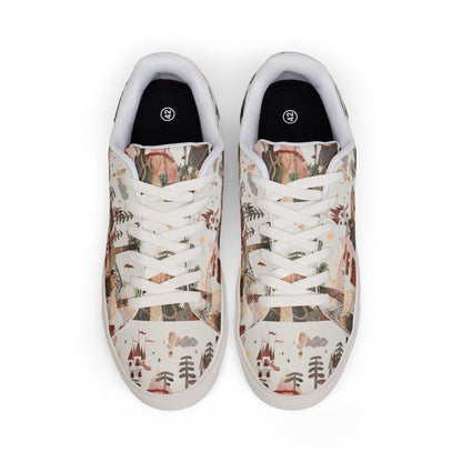 Low-Top Men's Sneakers — Earthy Abstract Forest Print