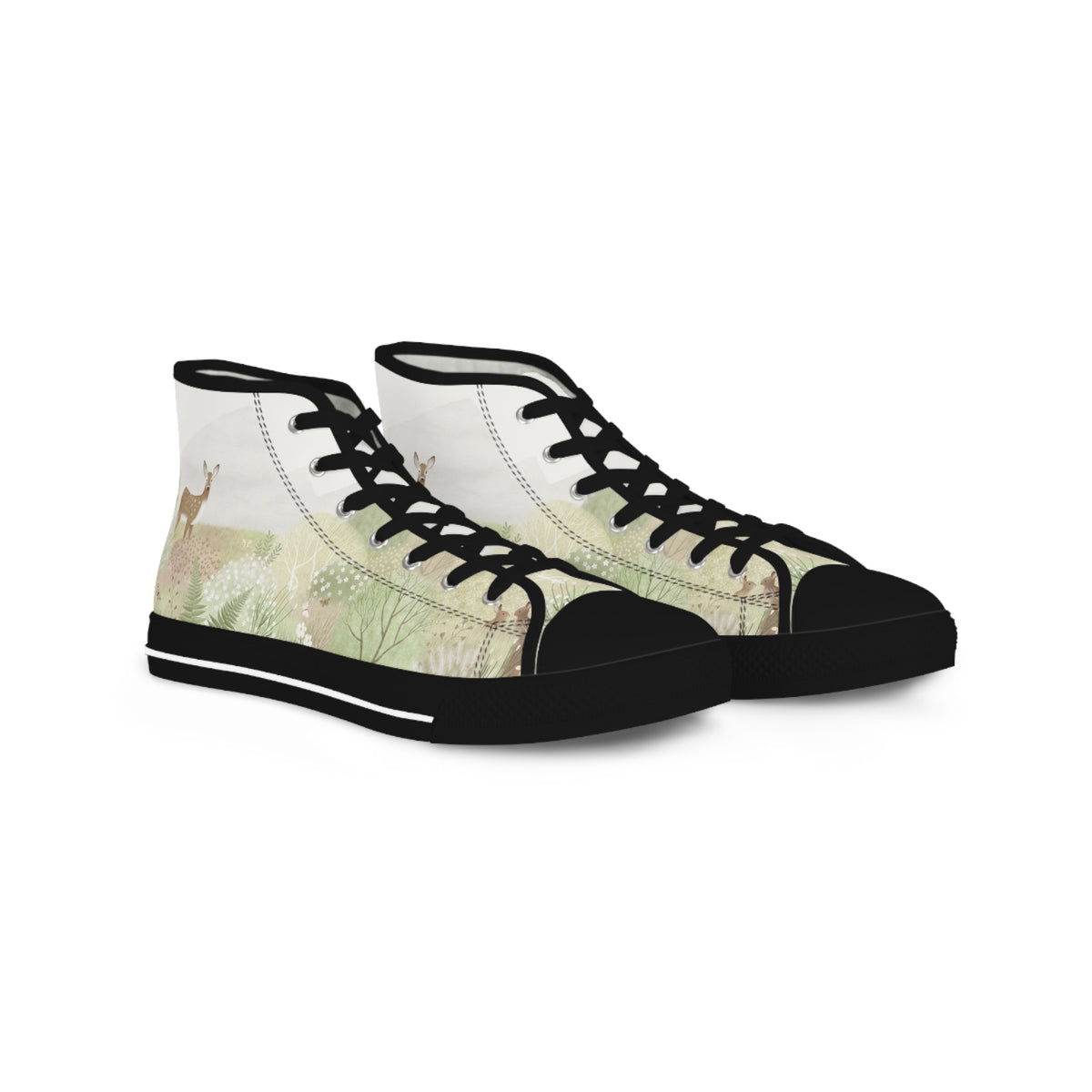 High Top Men's Sneakers — Forest Deer Watercolor Design