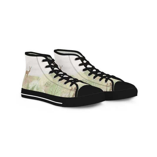 High Top Men's Sneakers — Forest Deer Watercolor Design