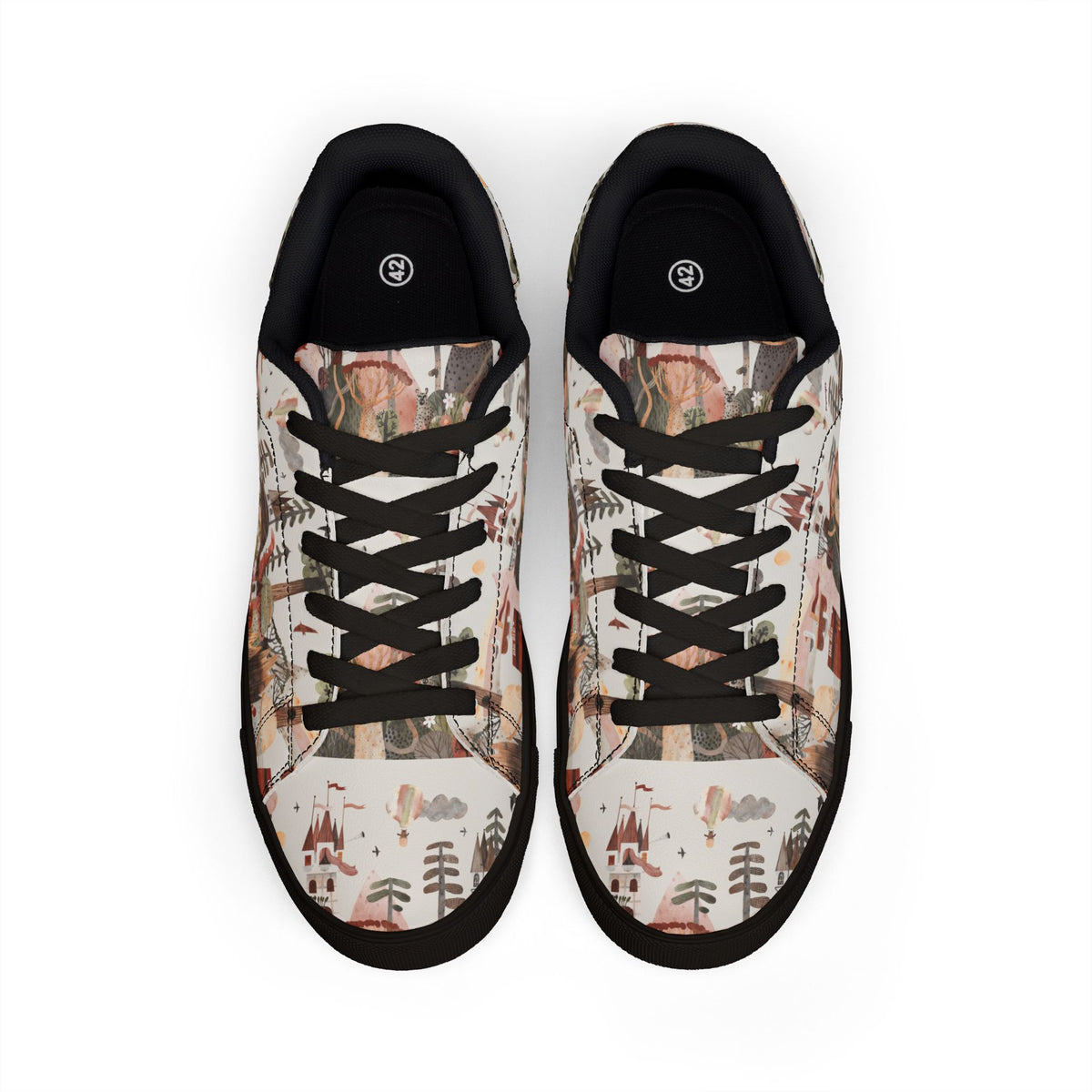 Low-Top Men's Sneakers — Earthy Abstract Forest Print