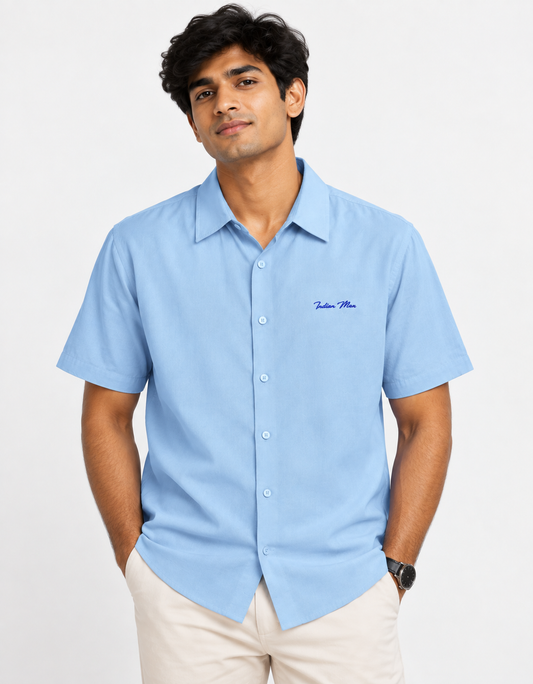 Blue Indian Man embroidered Shirt