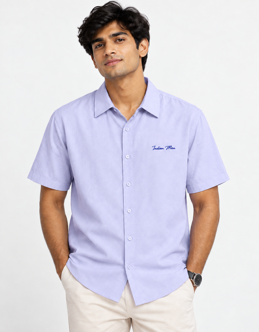 Lavender Indian Man embroidered Shirt