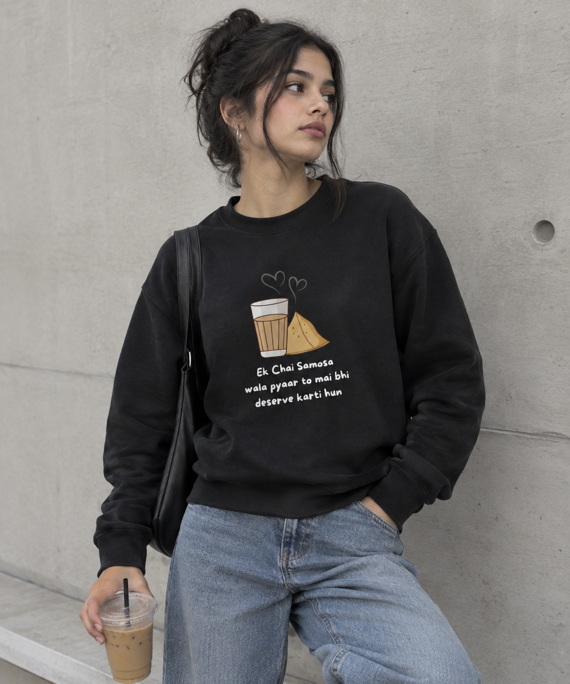 Chai samosa love black Sweatshirt for her