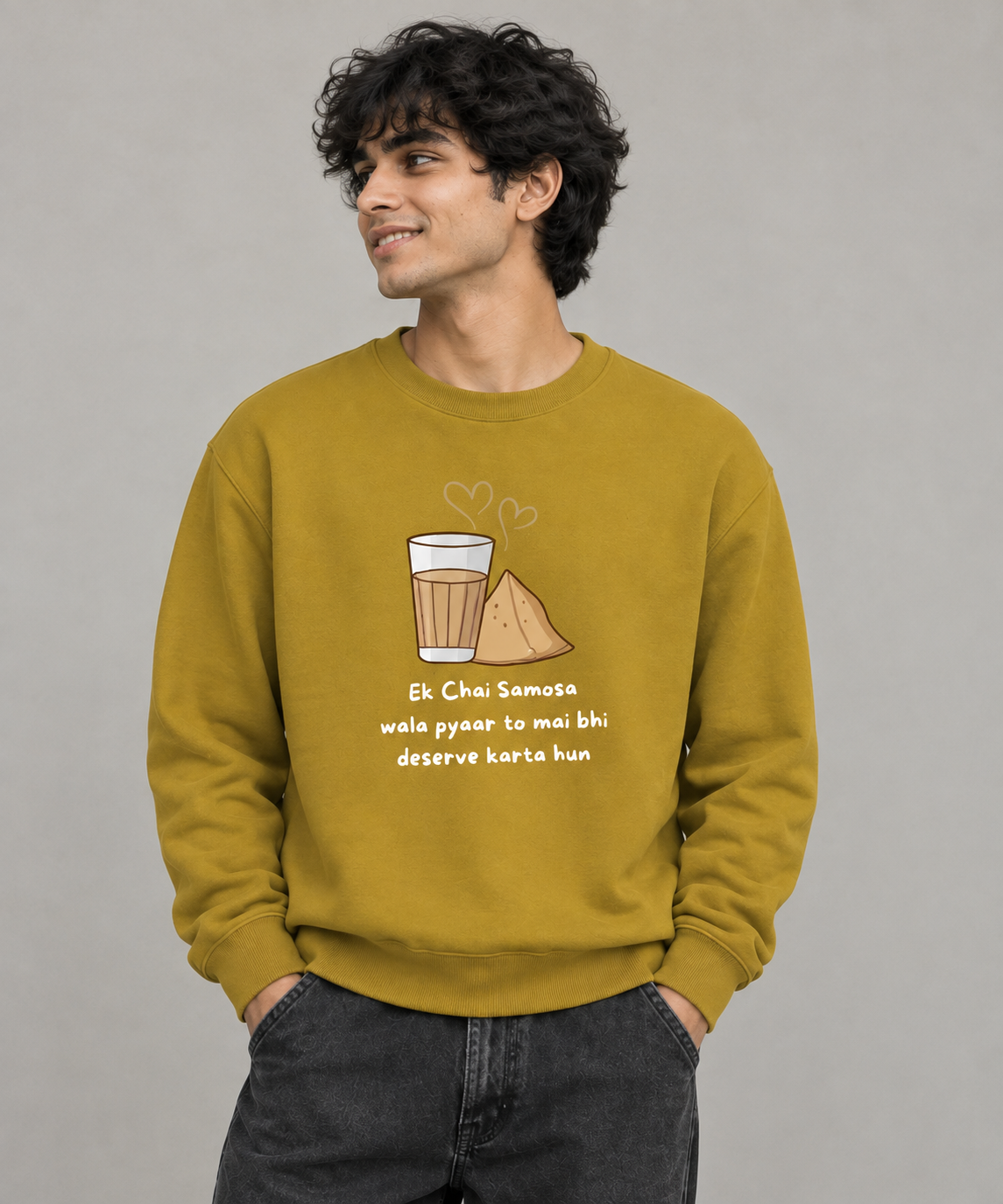Chai samosa love Mustard Sweatshirt for him