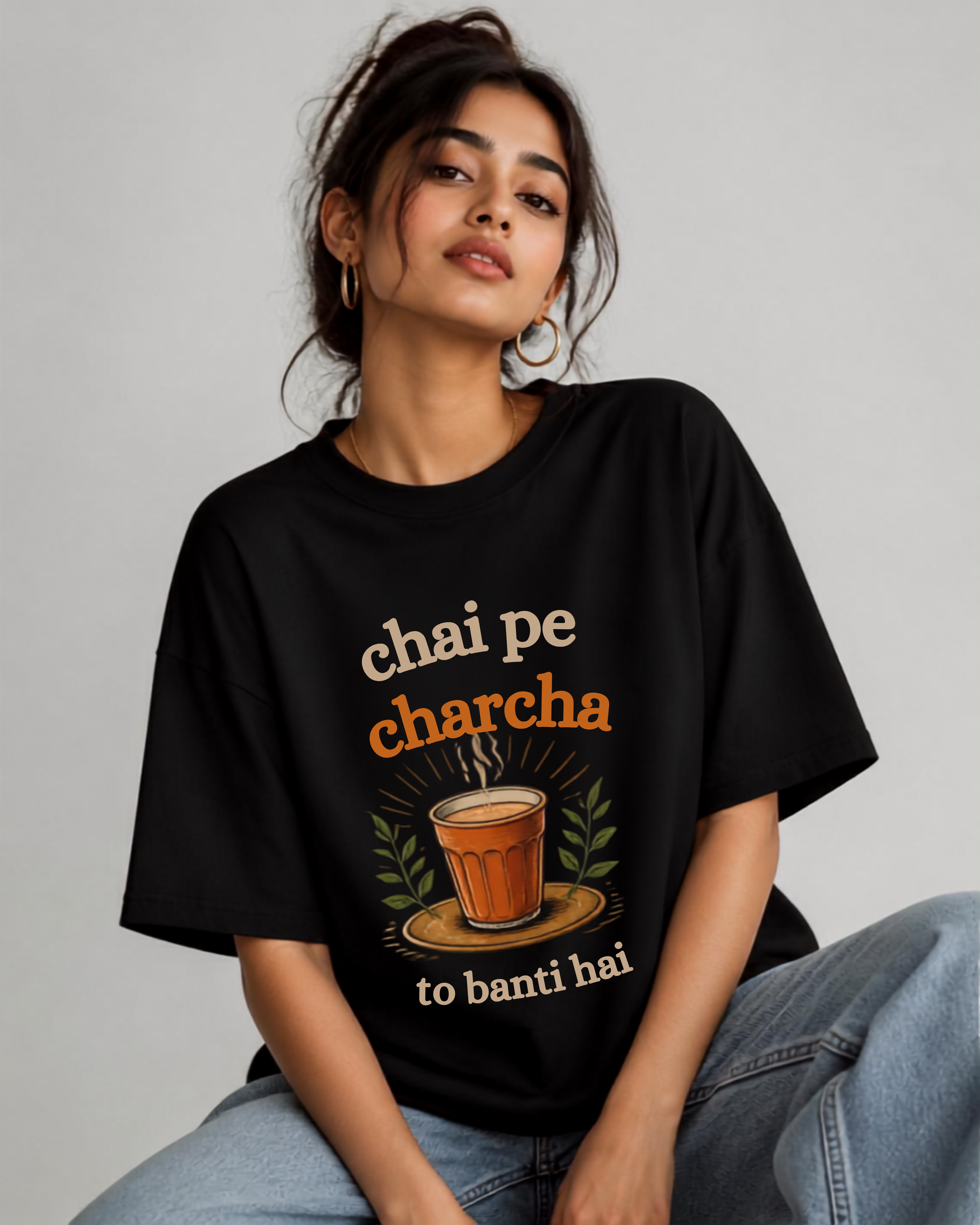 Unisex Oversized Chai pe charcha T-Shirt