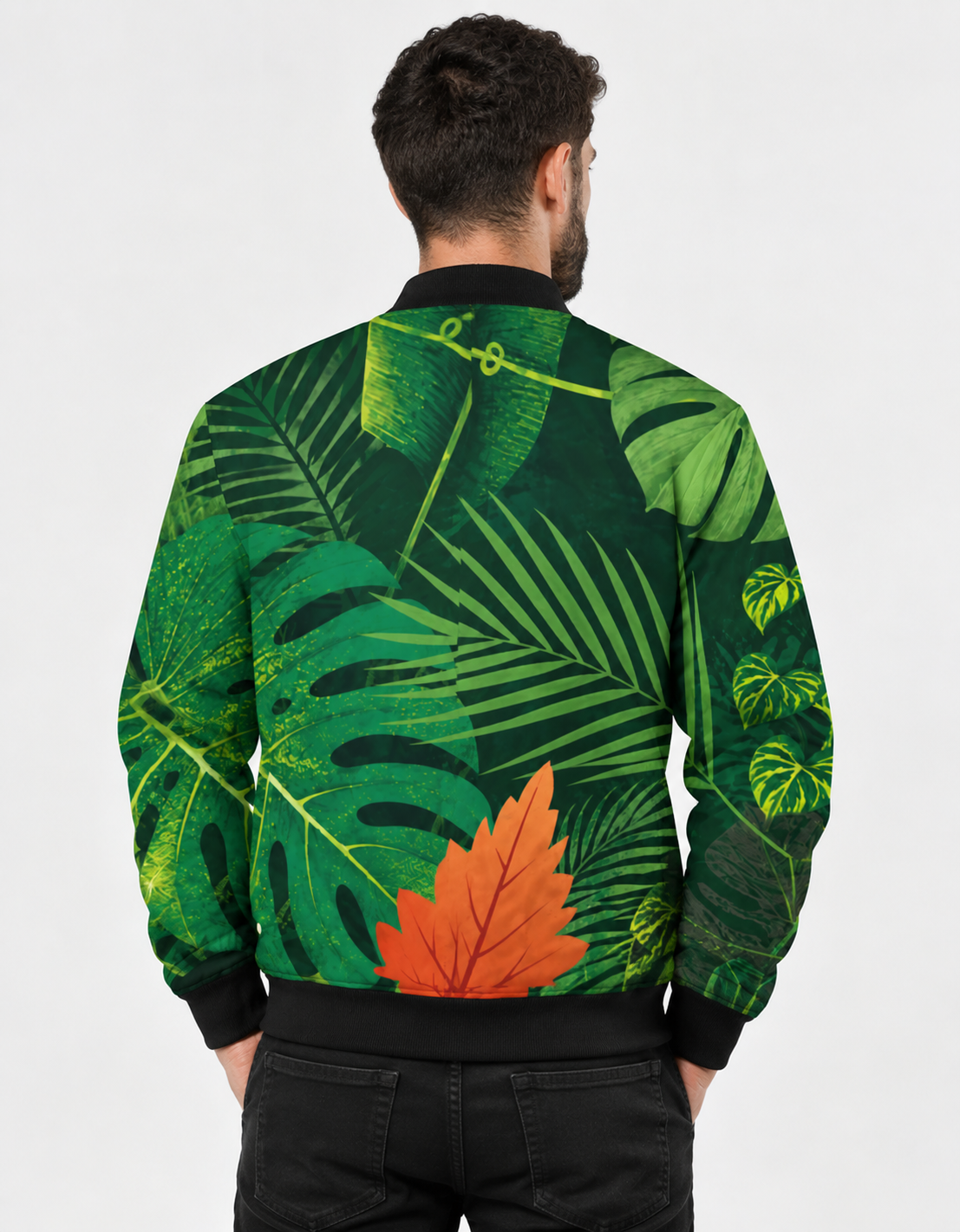 Green Jungle Bomber Jacket for him